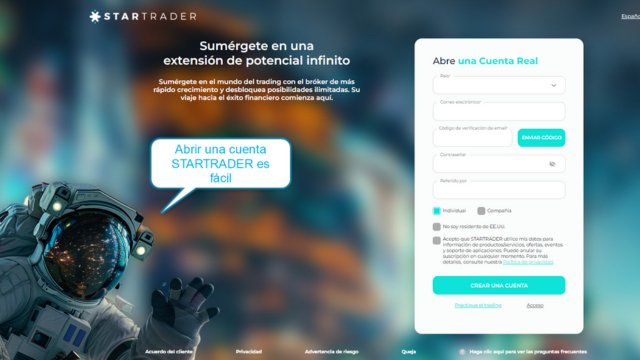 Abrir una cuenta STARTRADER es fácil