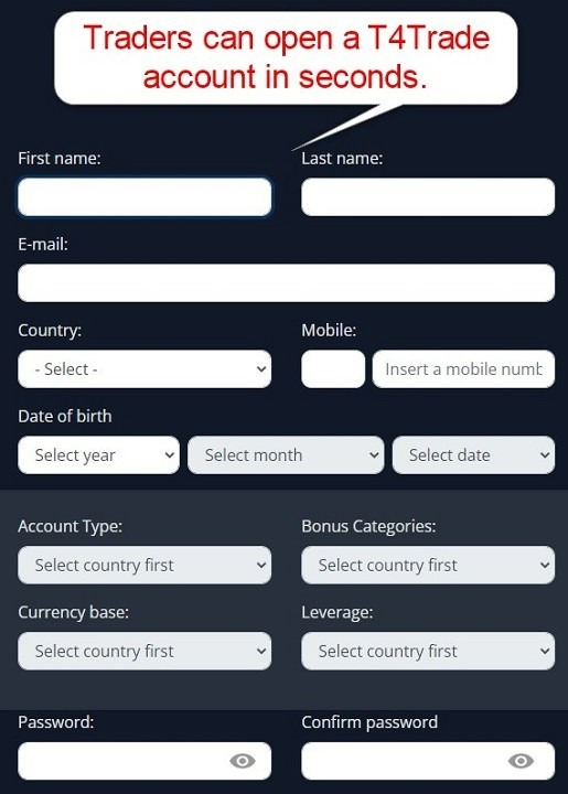 T4Trade Account Opening