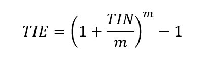 Tasa de interés Nominal (TIN) a Efectiva (TIE)