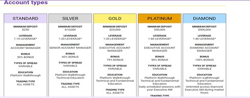 أنواع الحسابات في شركة تراديو