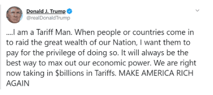 Tweet del Presidente Trump - 151219