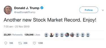 Tweet de Trumps sobre el Mercado