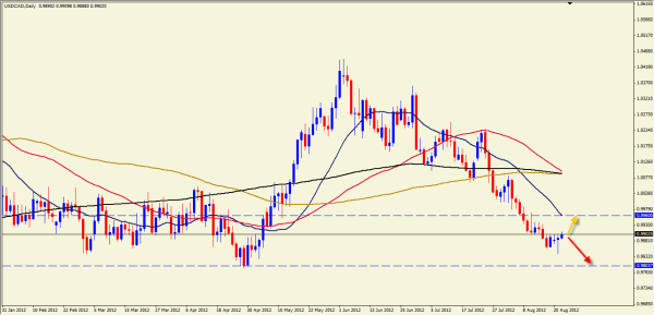 الرسم البيايني لزوج الدولار الأمريكي مقابل الكندي