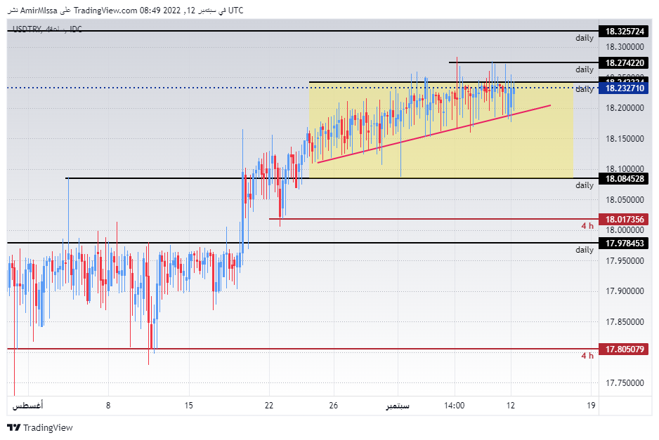 الرسم البياني لزوج الليرة التركية/الدولار الأمريكي