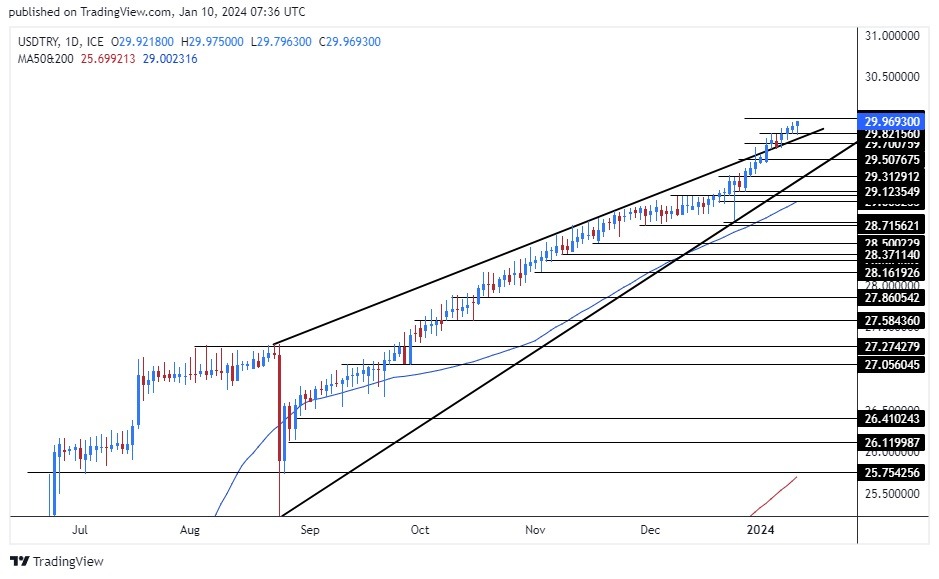 USD/TRY Rose as the Lira Continued its Successive Annual Losses. USD/TRY Rose as the Lira Continued its Successive Annual Losses.