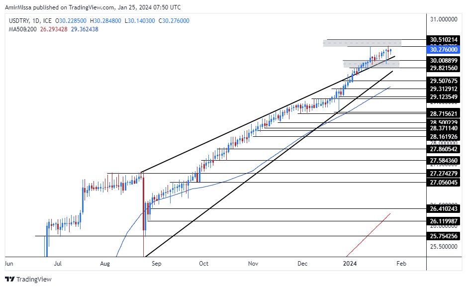 الرسم البياني لزوج الليرة التركية/الدولار الأمريكي الرسم البياني لزوج الليرة التركية/الدولار الأمريكي