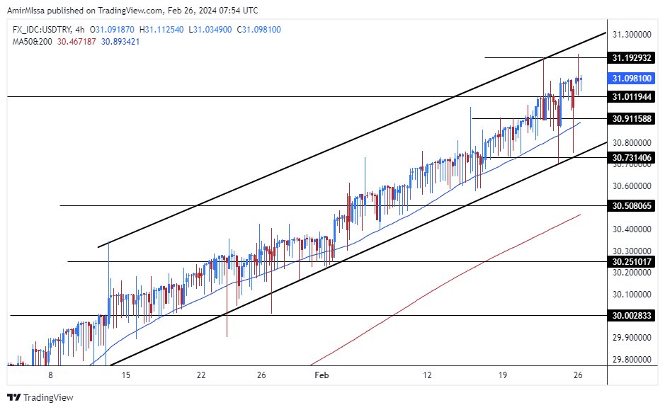 الرسم البياني لزوج الليرة التركية/الدولار الأمريكي الرسم البياني لزوج الليرة التركية/الدولار الأمريكي