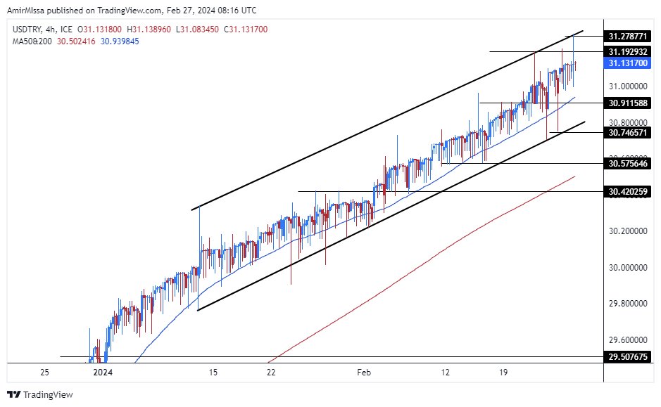 الرسم البياني لزوج الليرة التركية/الدولار الأمريكي الرسم البياني لزوج الليرة التركية/الدولار الأمريكي