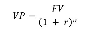 Valor Presente (PV) de una inversión o Flujo de Efectivo