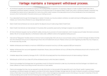 Vantage Withdrawals Vantage Withdrawals