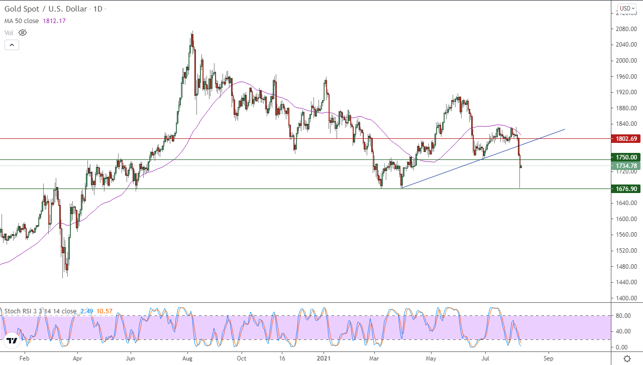 الرسم البياني اليومي للذهب