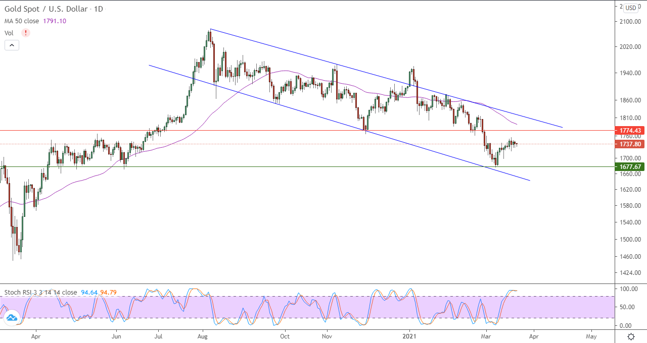 الرسم البياني اليومي لمؤشر الذهب