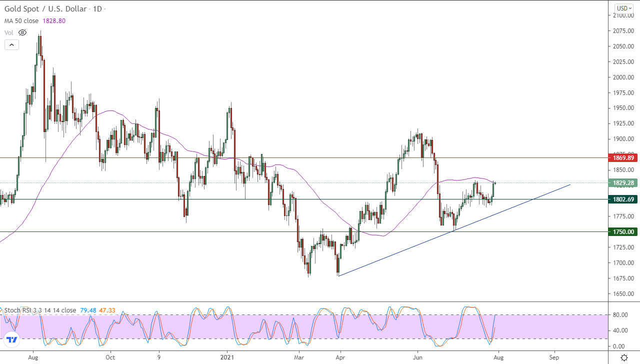 الرسم البياني اليومي للذهب