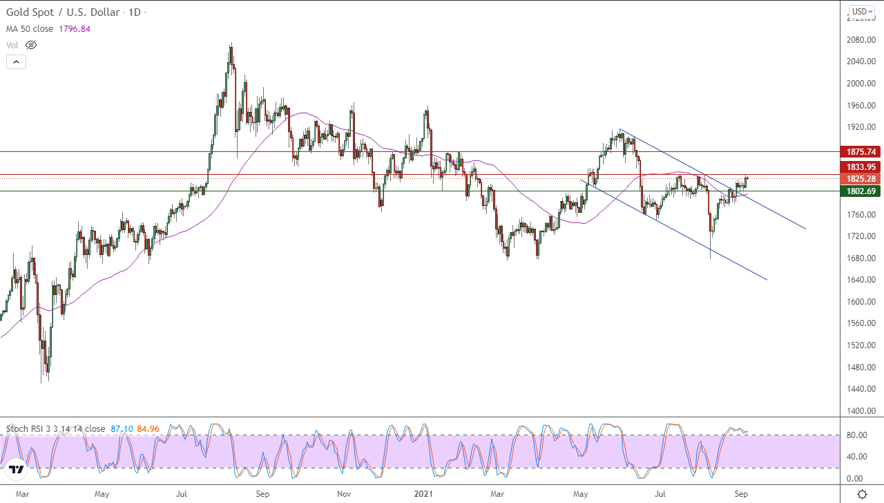 الرسم البياني اليومي للذهب