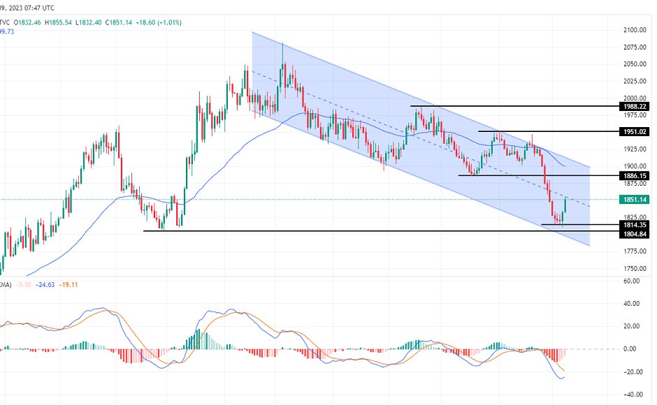 الرسم البياني لتحليل الذهب اليوم على الإطار الزمني لليوم الرسم البياني لتحليل الذهب اليوم على الإطار الزمني لليوم