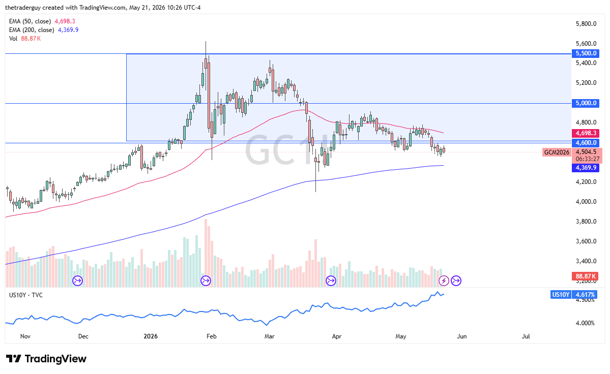 XAU/USD Forecast Today 22/05: Below $4,600 (Chart)